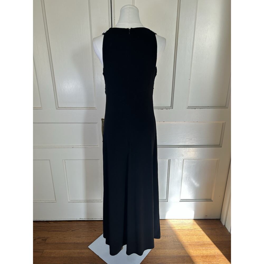 Soft Surroundings Beaded Ruched Jersey Maxi Dress Womens Size 8 Black Classic - Picture 3 of 8